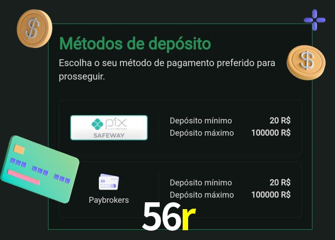 O cassino 56r oferece uma grande variedade de métodos de pagamento